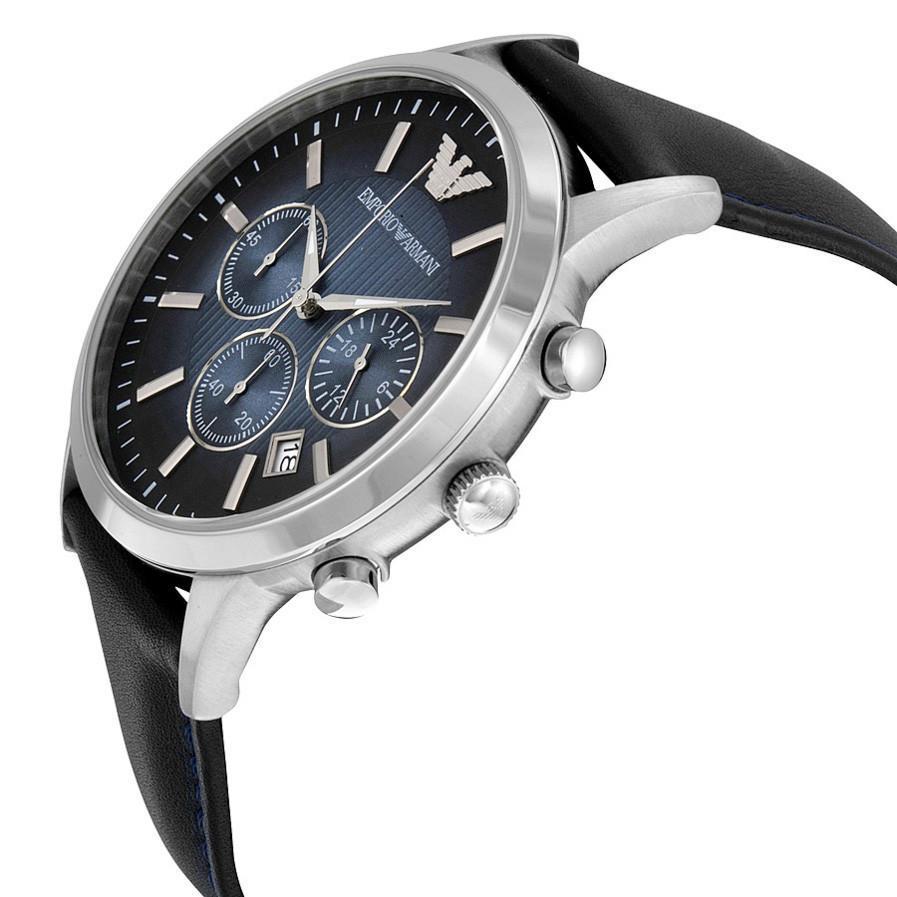  Shop Authentic Emporio Armani Classic Chronograph Blue Dial Blue Leather Strap Watch For Men - AR2473 - Luxxuri
