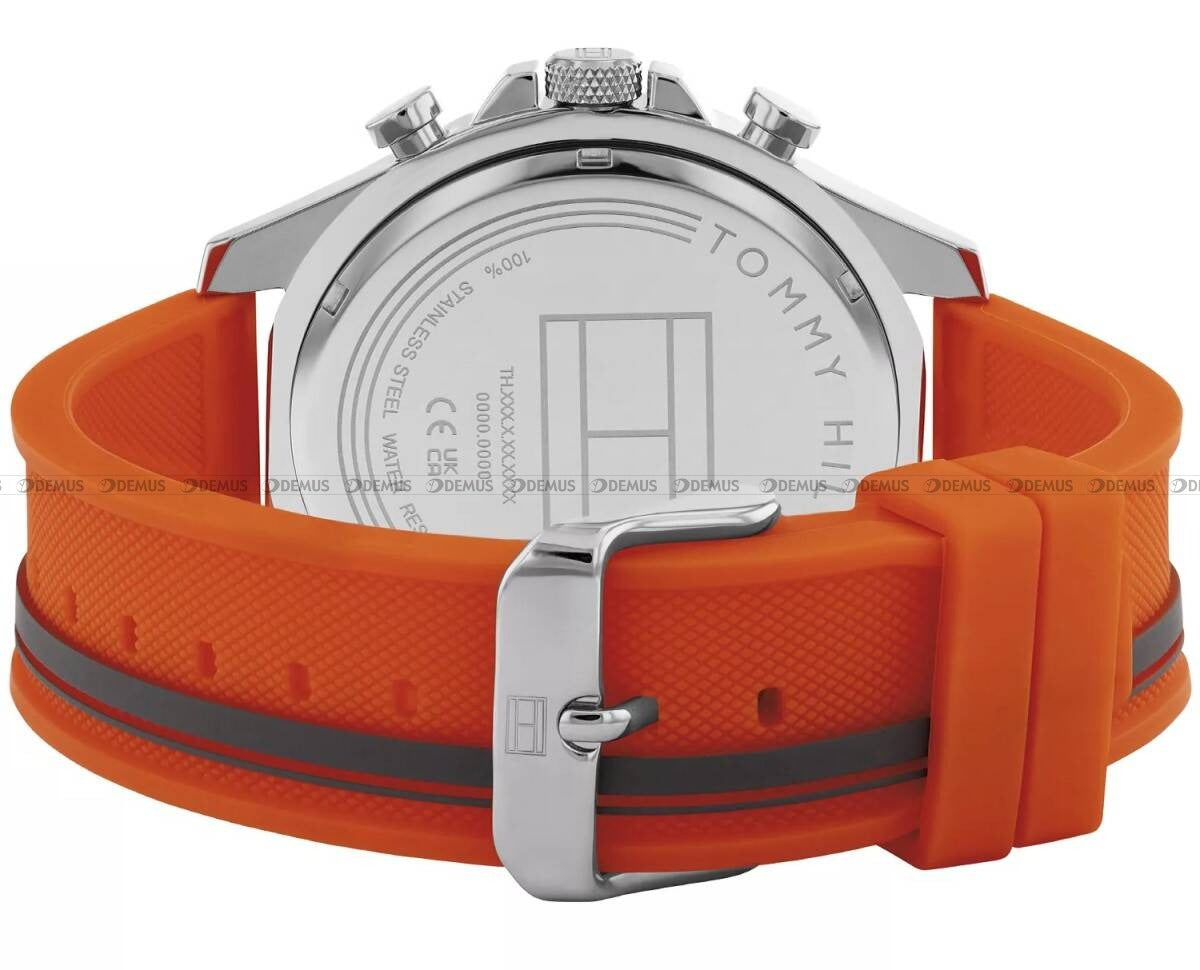  Shop Authentic Tommy Hilfiger Clark Chronograph Grey Dial Orange Rubber Strap Watch For Men - 1792084 - Luxxuri