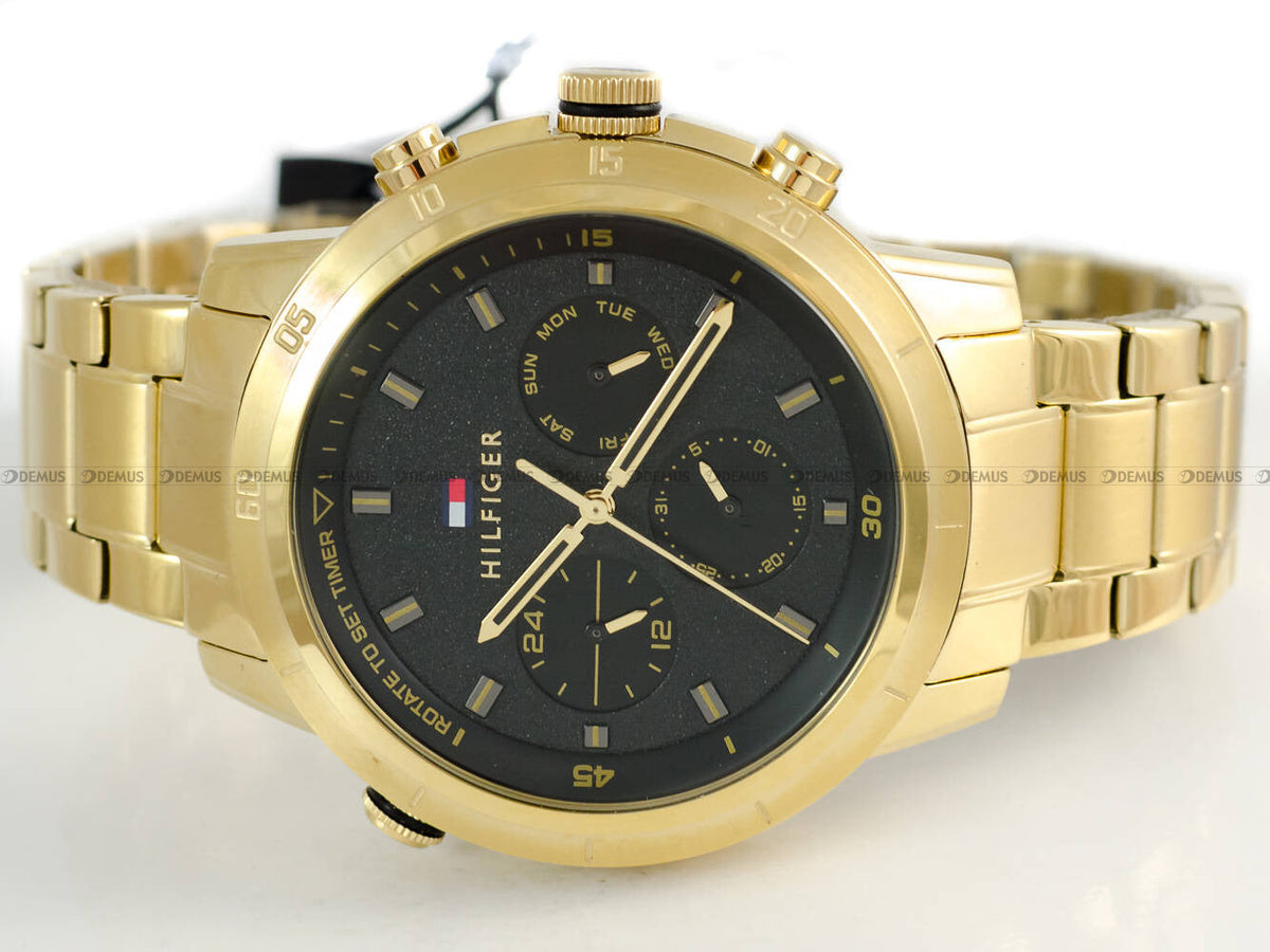  Shop Authentic Tommy Hilfiger Troy Chronograph Black Dial Gold Steel Strap Watch For Men - 1792109 - Luxxuri