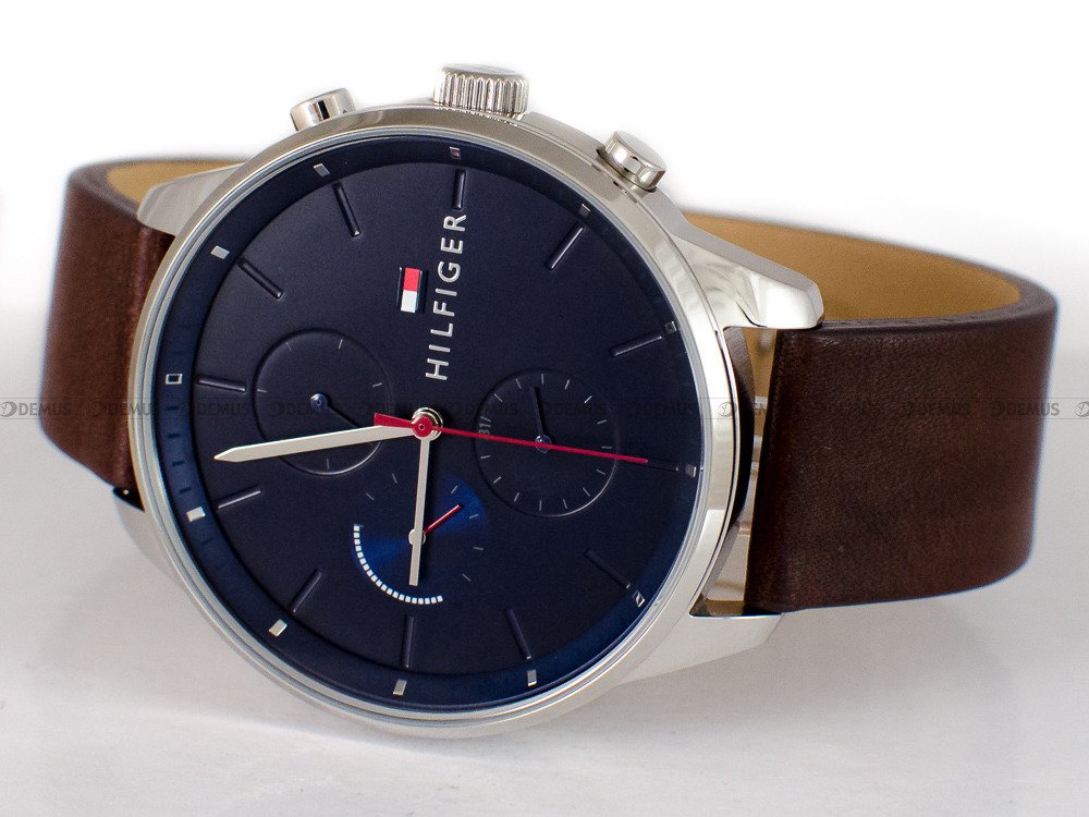  Shop Authentic Tommy Hilfiger Chase Chronograph Grey Dial Brown Leather Strap Watch For Men - 1791487 - Luxxuri