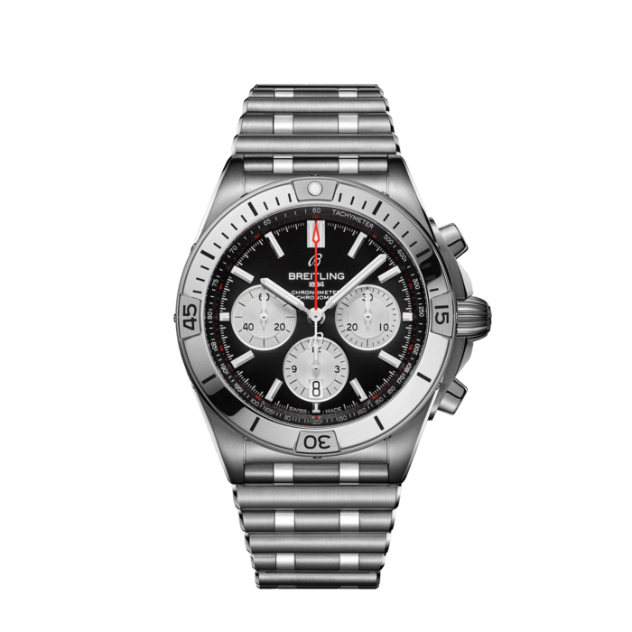  Shop Authentic Breitling Chronomat B01 42mm Black Dial Silver Steel Strap Watch for Men - AB0134101B1A1 - Luxxuri