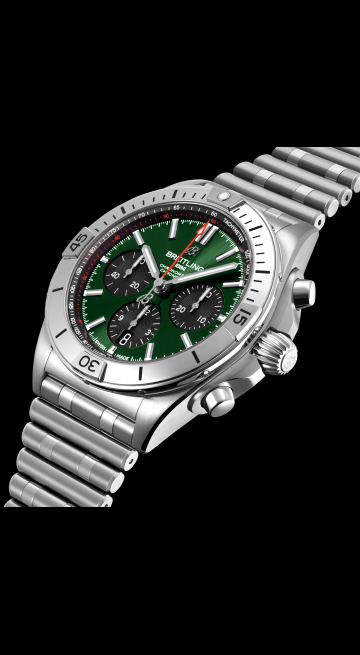  Shop Authentic Breitling Chronomat B01 42 Green Dial Silver Steel Strap Watch for Men - AB0134101L1A1 - Luxxuri