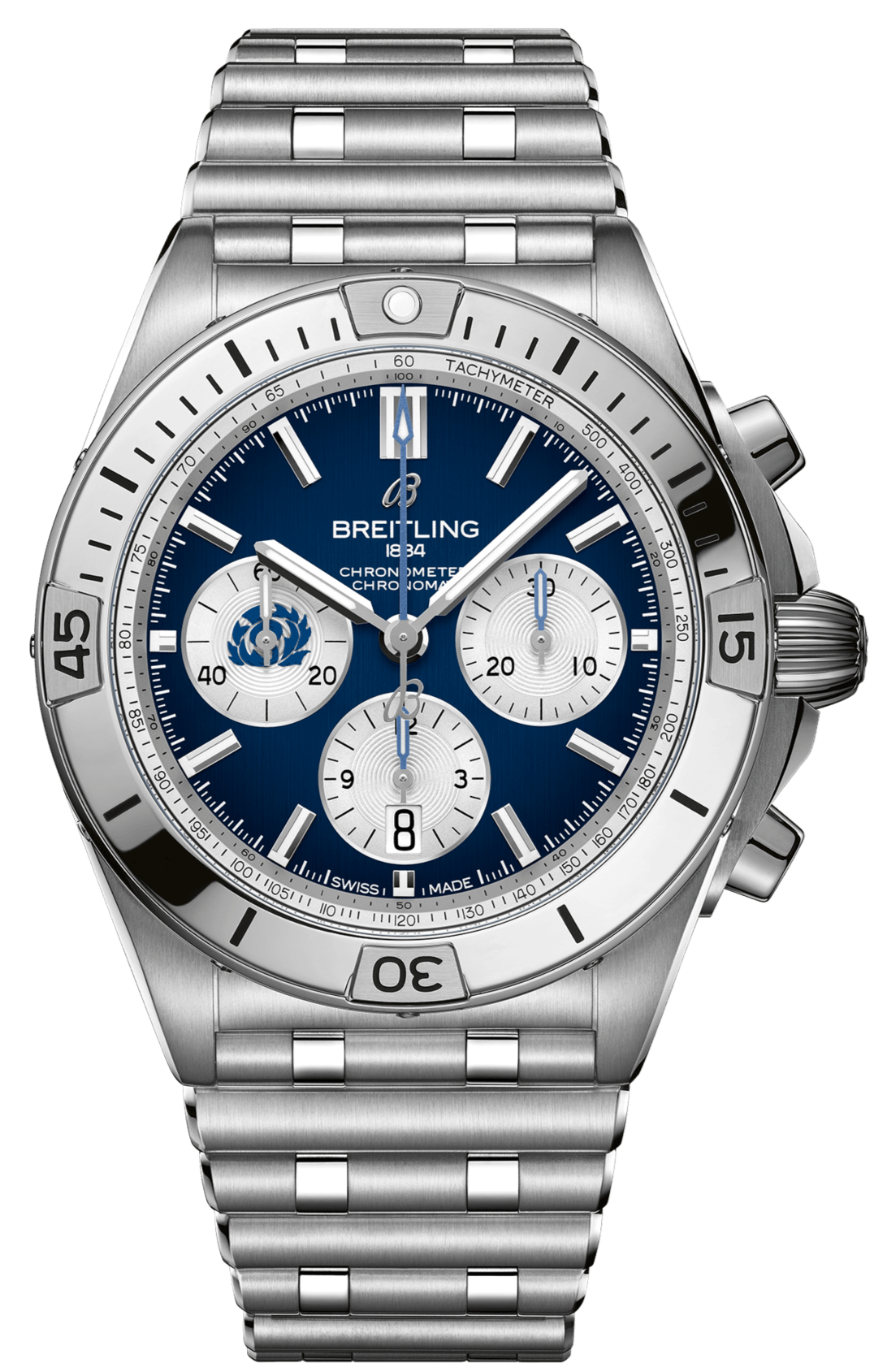  Shop Authentic Breitling Chronomat B01 42 Six Nations Scotland Blue Dial Silver Steel Strap Watch for Men - AB0134A51C1A1 - Luxxuri