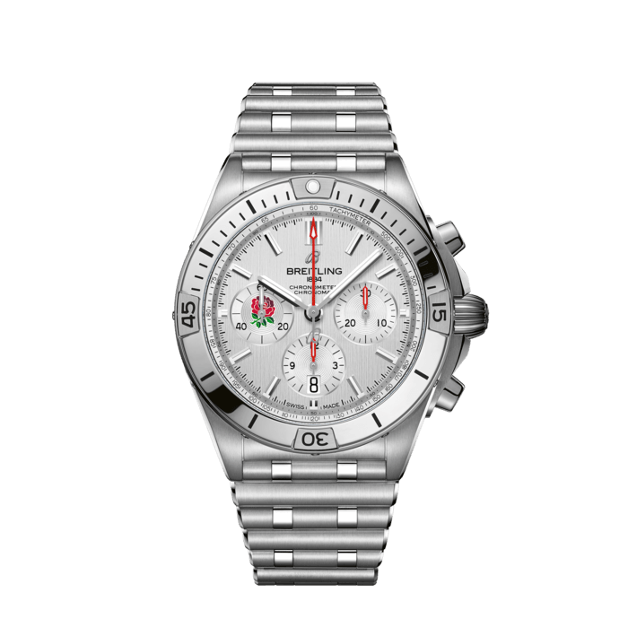  Shop Authentic Breitling Chronomat B01 42 Six Nations England White Dial Silver Steel Strap Watch for Men - AB0134A71A1A1 - Luxxuri