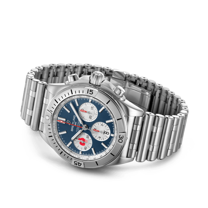  Shop Authentic Breitling Chronomat B01 42 Six Nations France Blue Dial Silver Steel Strap Watch for Men - AB0134A81C1A1 - Luxxuri