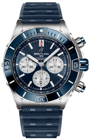  Shop Authentic Breitling Super Chronomat B01 44 Blue Dial Blue Rubber Strap Watch for Men - AB0136161C1S1 - Luxxuri
