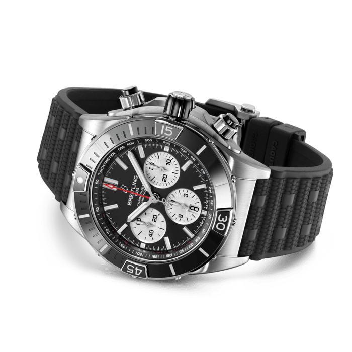  Shop Authentic Breitling Super Chronomat B01 44 Black Dial Black Rubber Strap Watch for Men - AB0136251B1S1 - Luxxuri