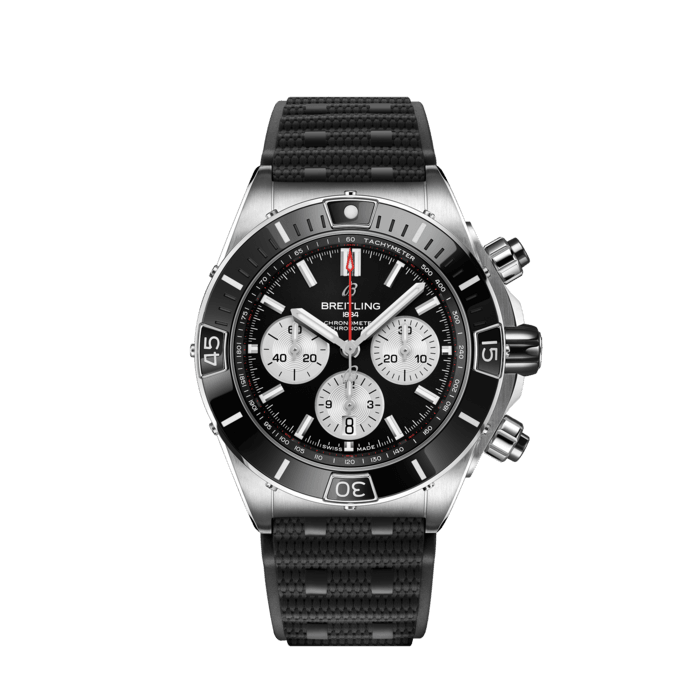  Shop Authentic Breitling Super Chronomat B01 44 Black Dial Black Rubber Strap Watch for Men - AB0136251B1S1 - Luxxuri
