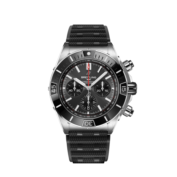  Shop Authentic Breitling Super Chronomat B01 44 Black Dial Black Rubber Strap Watch for Men - AB0136251B2S1 - Luxxuri