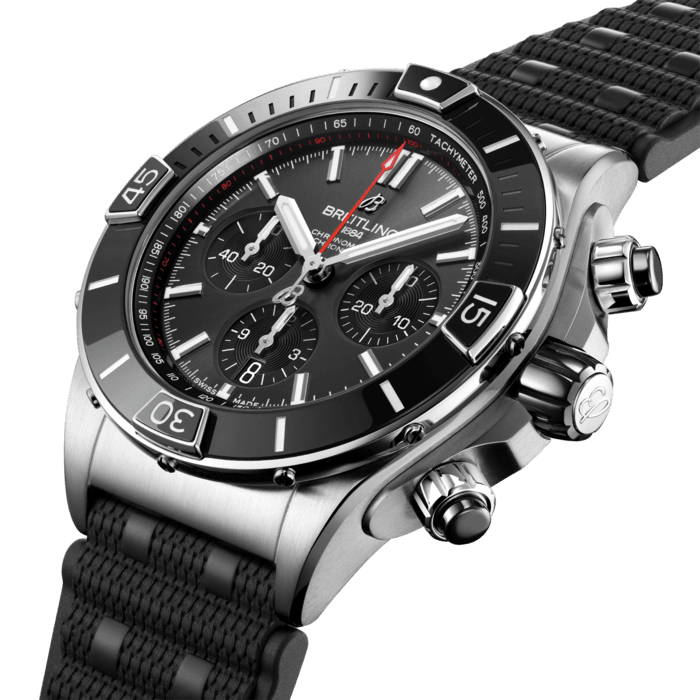  Shop Authentic Breitling Super Chronomat B01 44 Black Dial Black Rubber Strap Watch for Men - AB0136251B2S1 - Luxxuri