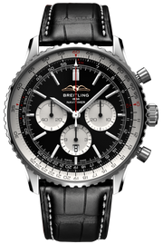  Shop Authentic Breitling Navitimer B01 Chronograph 46 Black Dial Black Leather Strap Watch for Men - AB0137211B1P1 - Luxxuri