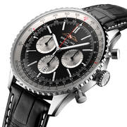  Shop Authentic Breitling Navitimer B01 Chronograph 46 Black Dial Black Leather Strap Watch for Men - AB0137211B1P1 - Luxxuri