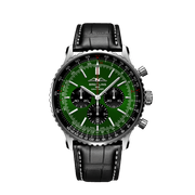  Shop Authentic Breitling Navitimer B01 Chronograph 46 Green Dial Black Leather Strap Watch for Men - AB0137241L1P1 - Luxxuri