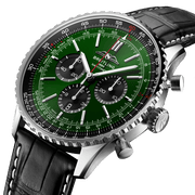  Shop Authentic Breitling Navitimer B01 Chronograph 46 Green Dial Black Leather Strap Watch for Men - AB0137241L1P1 - Luxxuri