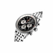  Shop Authentic Breitling Navitimer B01 Chronograph 43 Black Dial Silver Steel Strap Watch for Men - AB0138211B1A1 - Luxxuri