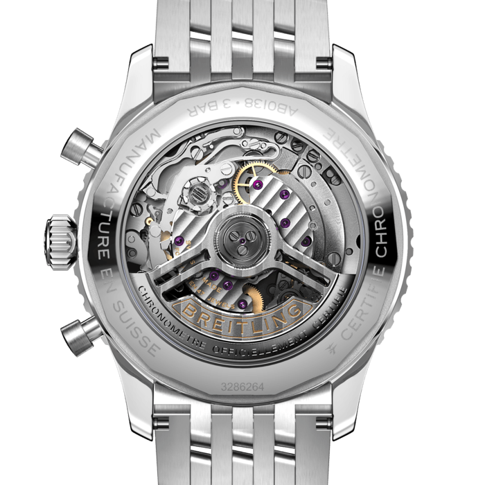  Shop Authentic Breitling Navitimer B01 Chronograph 43 Black Dial Silver Steel Strap Watch for Men - AB0138211B1A1 - Luxxuri