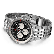 Shop Authentic Breitling Navitimer B01 Chronograph 43 Black Dial Silver Steel Strap Watch for Men - AB0138211B1A1 - Luxxuri