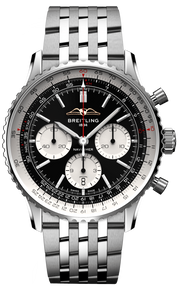  Shop Authentic Breitling Navitimer B01 Chronograph 43 Black Dial Silver Steel Strap Watch for Men - AB0138211B1A1 - Luxxuri
