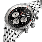  Shop Authentic Breitling Navitimer B01 Chronograph 43 Black Dial Silver Steel Strap Watch for Men - AB0138211B1A1 - Luxxuri