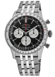  Shop Authentic Breitling Navitimer B01 Chronograph 43 Black Dial Silver Steel Strap Watch for Men - AB0138211B1A1 - Luxxuri
