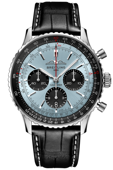  Shop Authentic Breitling Navitimer B01 Chronograph 43 Blue Dial Black Leather Strap Watch for Men - AB0138241C1P1 - Luxxuri