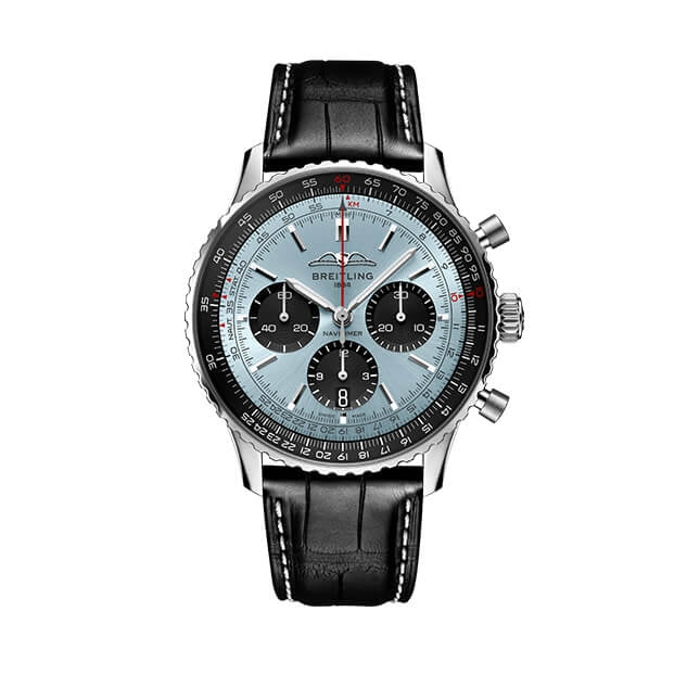  Shop Authentic Breitling Navitimer B01 Chronograph 43 Blue Dial Black Leather Strap Watch for Men - AB0138241C1P1 - Luxxuri