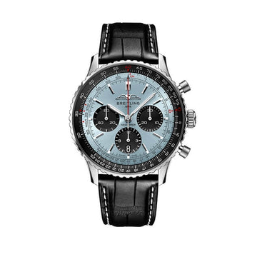  Shop Authentic Breitling Navitimer B01 Chronograph 43 Blue Dial Black Leather Strap Watch for Men - AB0138241C1P1 - Luxxuri
