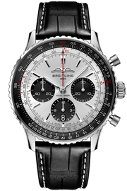  Shop Authentic Breitling Navitimer B01 Chronograph 43 Silver Dial Black Leather Strap Watch for Men - AB0138241G1P1 - Luxxuri