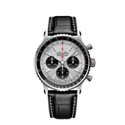  Shop Authentic Breitling Navitimer B01 Chronograph 43 Silver Dial Black Leather Strap Watch for Men - AB0138241G1P1 - Luxxuri