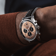  Shop Authentic Breitling Navitimer B01 Chronograph 43 Brown Dial Black Leather Strap Watch for Men - AB0138241K1P1 - Luxxuri