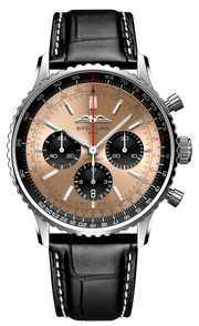  Shop Authentic Breitling Navitimer B01 Chronograph 43 Brown Dial Black Leather Strap Watch for Men - AB0138241K1P1 - Luxxuri
