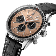  Shop Authentic Breitling Navitimer B01 Chronograph 43 Brown Dial Black Leather Strap Watch for Men - AB0138241K1P1 - Luxxuri