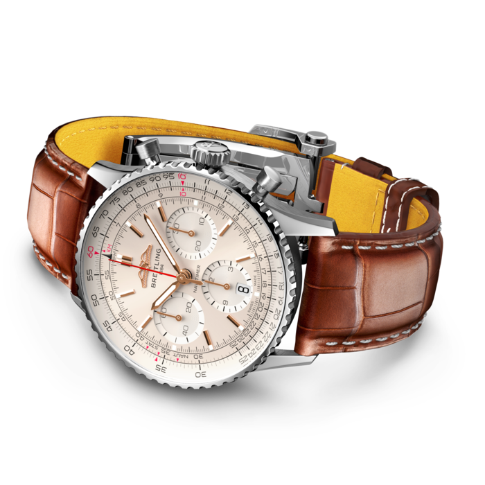  Shop Authentic Breitling Navitimer B01 Chronograph 41 White Dial Brown Leather Strap Watch for Men - AB0139211G1P1 - Luxxuri