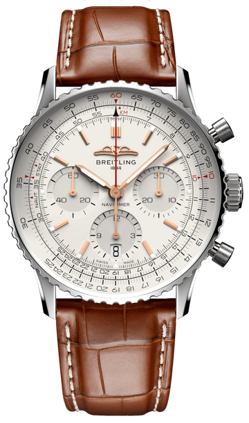  Shop Authentic Breitling Navitimer B01 Chronograph 41 White Dial Brown Leather Strap Watch for Men - AB0139211G1P1 - Luxxuri