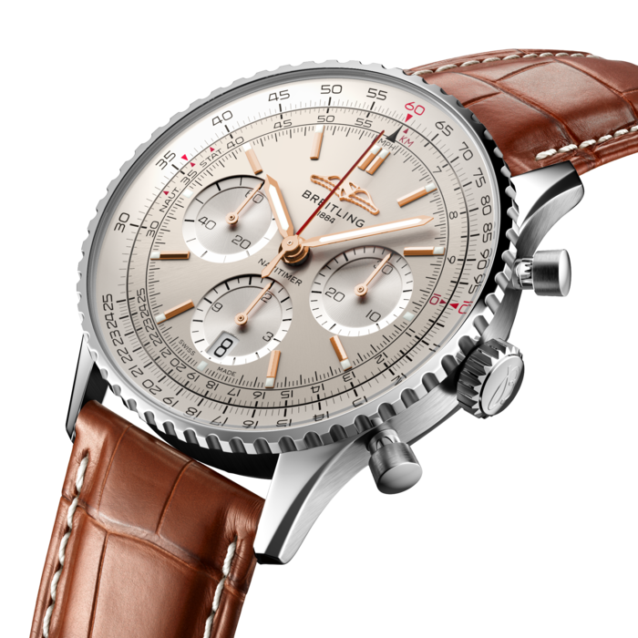  Shop Authentic Breitling Navitimer B01 Chronograph 41 White Dial Brown Leather Strap Watch for Men - AB0139211G1P1 - Luxxuri