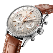  Shop Authentic Breitling Navitimer B01 Chronograph 41 White Dial Brown Leather Strap Watch for Men - AB0139211G1P1 - Luxxuri