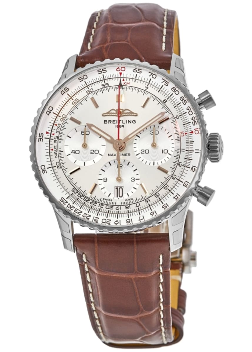 Shop Authentic Breitling Navitimer B01 Chronograph 41 White Dial Brown Leather Strap Watch for Men - AB0139211G1P1 - Luxxuri