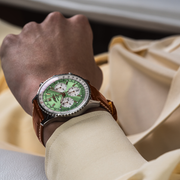  Shop Authentic Breitling Navitimer B01 Chronograph 41 Green Dial Brown Leather Strap Watch for Men - AB0139211L1P1 - Luxxuri