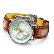  Shop Authentic Breitling Navitimer B01 Chronograph 41 Green Dial Brown Leather Strap Watch for Men - AB0139211L1P1 - Luxxuri