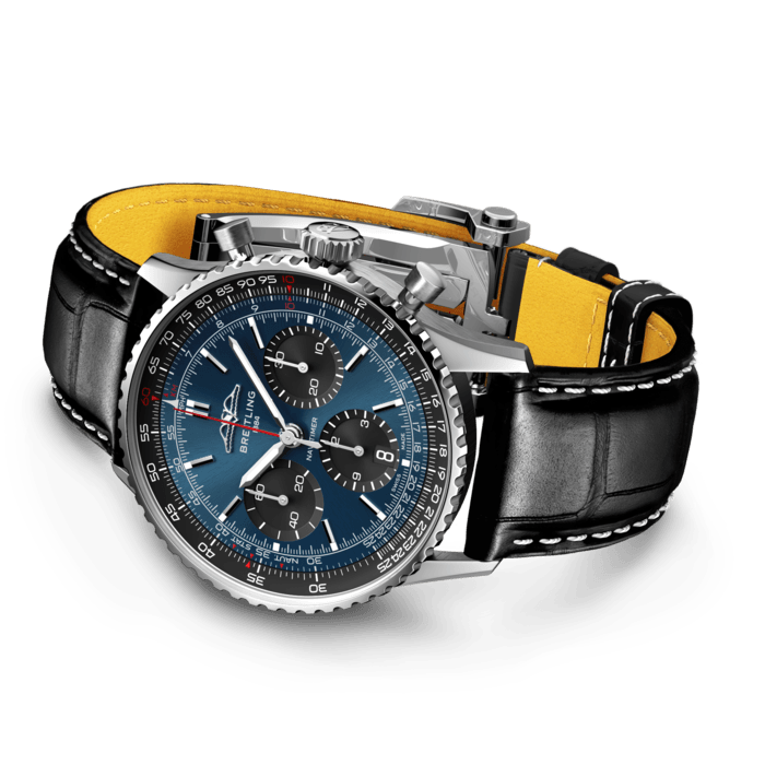  Shop Authentic Breitling Navitimer B01 Chronograph 41 Blue Dial Black Leather Strap Watch for Men - AB0139241C1P1 - Luxxuri