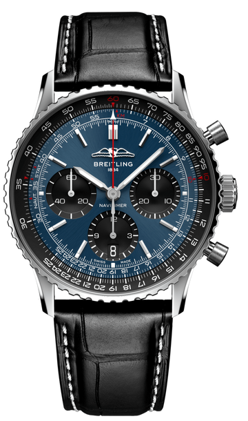  Shop Authentic Breitling Navitimer B01 Chronograph 41 Blue Dial Black Leather Strap Watch for Men - AB0139241C1P1 - Luxxuri