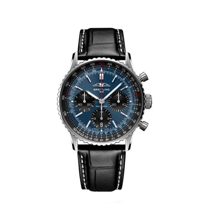  Shop Authentic Breitling Navitimer B01 Chronograph 41 Blue Dial Black Leather Strap Watch for Men - AB0139241C1P1 - Luxxuri
