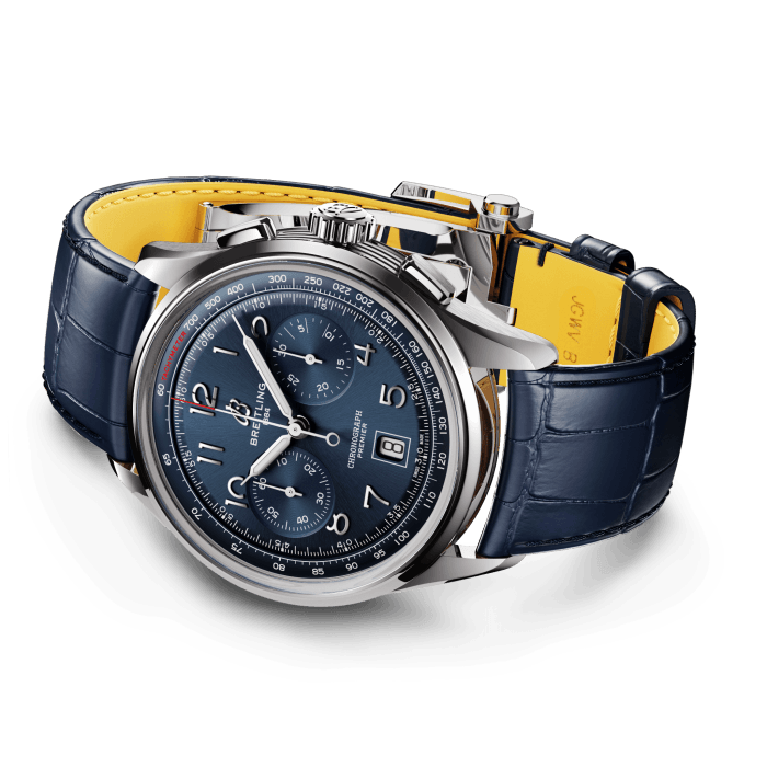  Shop Authentic Breitling Premier B01 Chronograph 42 Blue Dial Blue Leather Strap Watch for Men - AB0145171C1P2 - Luxxuri