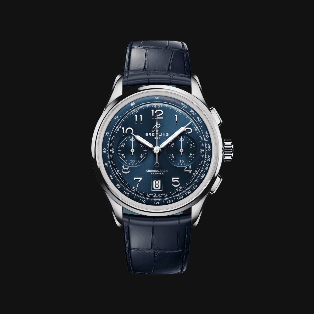  Shop Authentic Breitling Premier B01 Chronograph 42 Blue Dial Blue Leather Strap Watch for Men - AB0145171C1P2 - Luxxuri