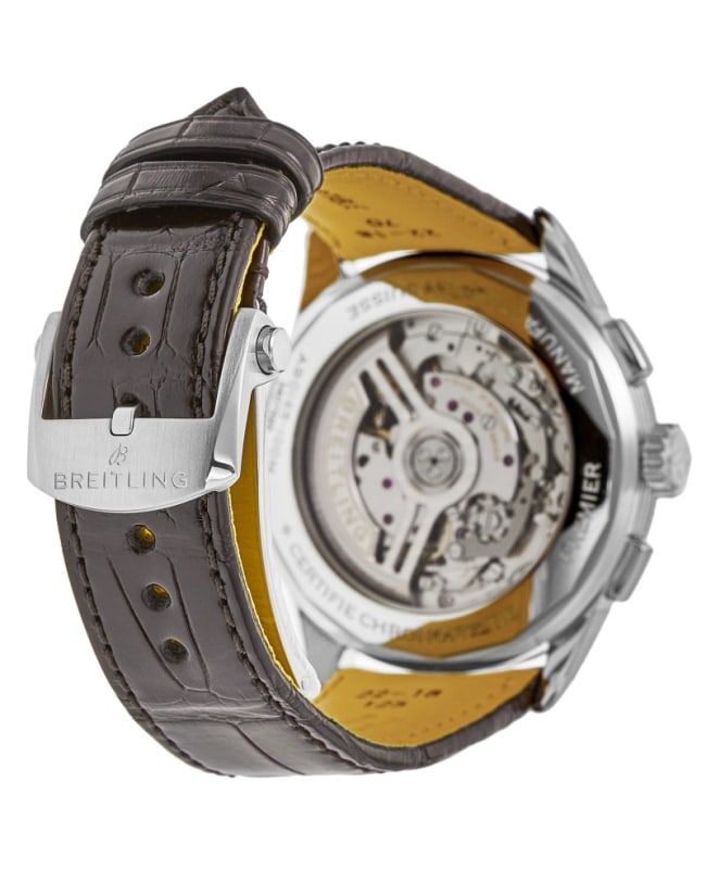  Shop Authentic Breitling Premier B01 Chronograph 42 White Dial Brown Leather Strap Watch for Men - AB0145211G1P1 - Luxxuri