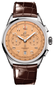  Shop Authentic Breitling Premier B01 Chronograph 42 Beige Dial Brown Leather Strap Watch for Men - AB0145331K1P1 - Luxxuri