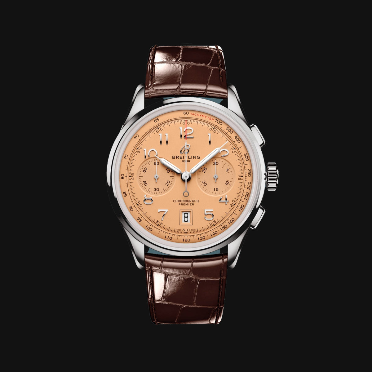  Shop Authentic Breitling Premier B01 Chronograph 42 Beige Dial Brown Leather Strap Watch for Men - AB0145331K1P1 - Luxxuri
