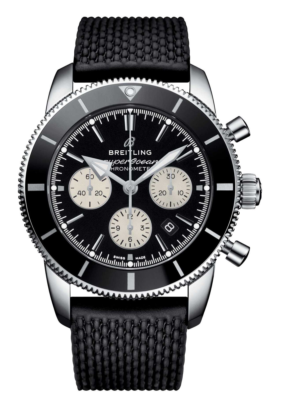 Shop Authentic Breitling Superocean Heritage B01 Chronograph 44 Black Dial Black Mesh Bracelet Watch for Men - AB0162121B1S1 - Luxxuri