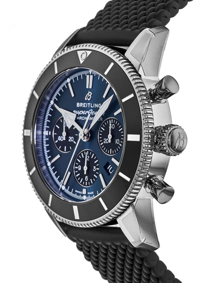  Shop Authentic Breitling Superocean Heritage B01 Chronograph 44 Blue Dial Black Mesh Bracelet Watch for Men - AB0162121C1S1 - Luxxuri