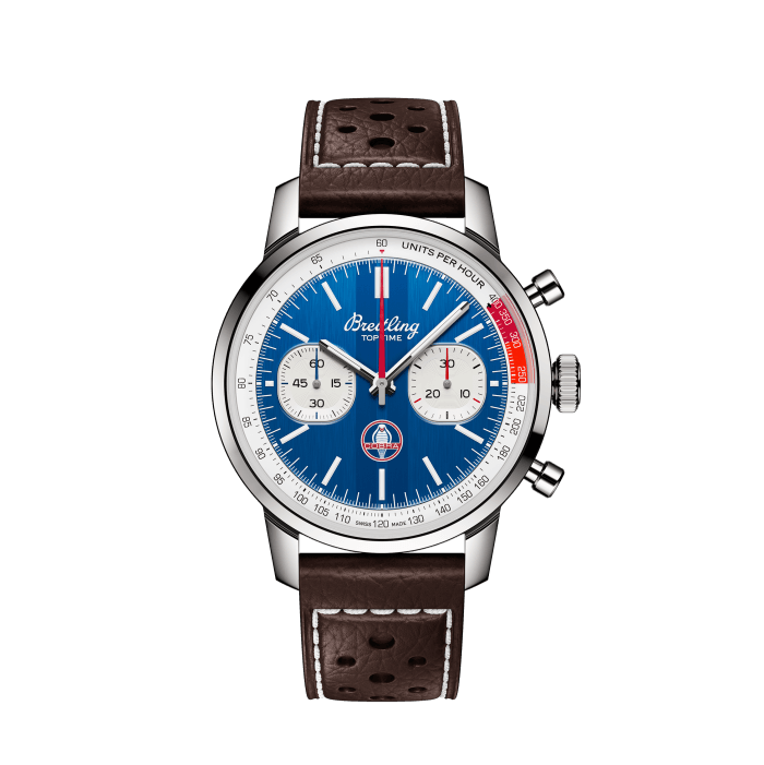  Shop Authentic Breitling Top Time B01 Shelby Cobra Blue Dial Brown Leather Strap Watch for Men - AB01763A1C1X1 - Luxxuri